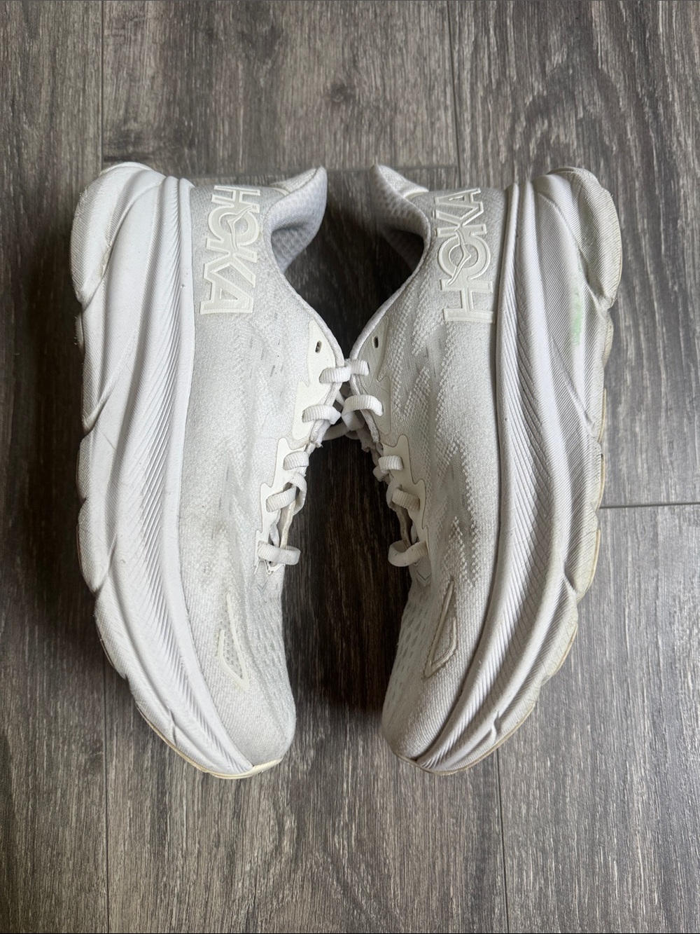 Hoka Clifton 9 Women's White Athletic Running Shoes - All-White Design - Picture 5 of 10